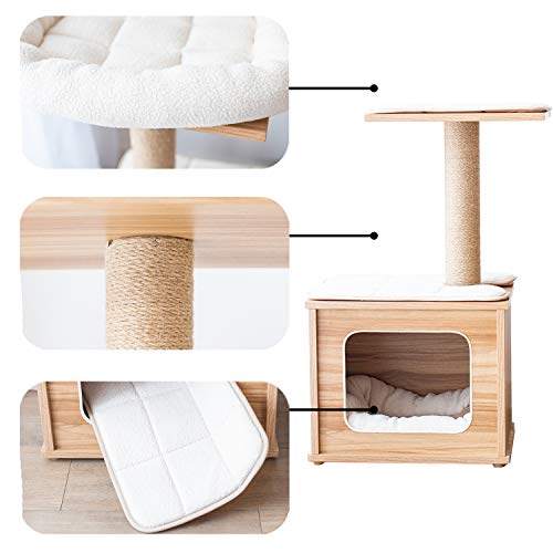 Catry Cat TreeA Cat Play House Combo with Cat Hammock, Scratching Post