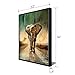 Animal Painting - Wall Art Elephants Waking Down Green Grassland Road Picture Prints on Canvas with Black Floater Frame Ready to Hang for Home Living Room Bedroom Decor (Elephant1, 12x16inch)