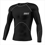 Hawk Sports Compression Armour Base layer Top Skin Fit Shirt + Leggings set (Small, Black/GreyTop)