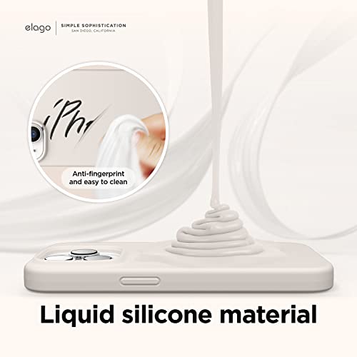 elago Compatible with iPhone 14 Plus Case, Liquid Silicone Case, Full Body Protective Cover, Shockproof, Slim Design, Anti-Scratch Soft Microfiber Lining, 6.7 inch (Stone)