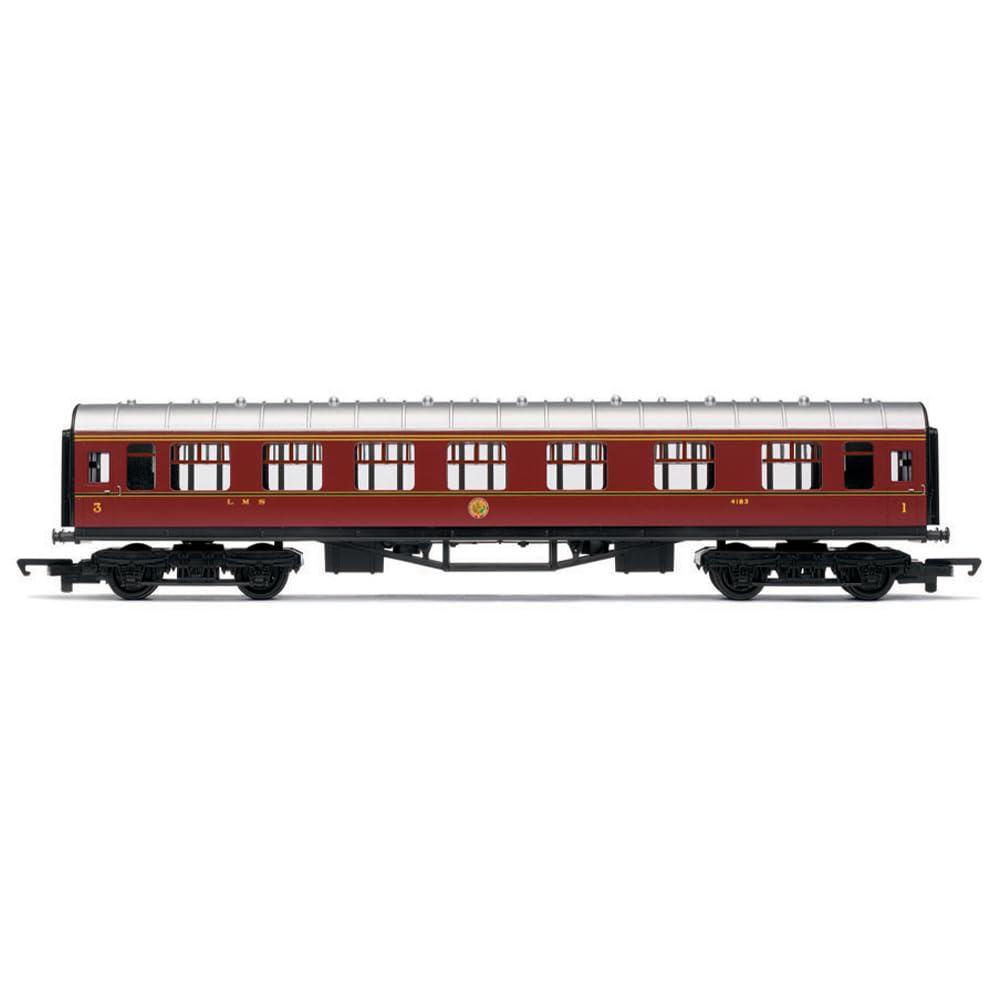 Hornby Coach Car - R4388 RailRoad LMS Composite 4183 - Era 3 Train Toy, 00 Gauge Carriage for Train Set, Rolling Stock for Adults - 1:76 Scale, Dark Green