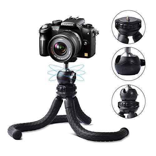 Phone Flexible Tripod Octopus Leg Mini Ball Head with Bluetooth Camera Remote, Mobile Tripod Mount Adapter, Compatible with iPhone 12 11Xs Samsung Andriod Live Streaming Vlog Webcam Tabletop Meeting