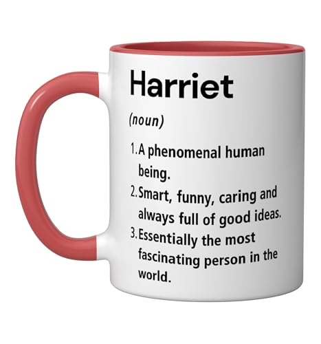 Harriet Name Definition Dictionary Ceramic Mug, Red/White