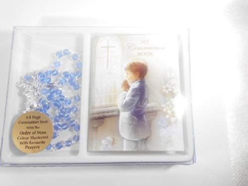 The Healing CornerThe Healing Corner Boy's First Holy Communion Gift Glass Blue Rosary & Mini Communion Book …