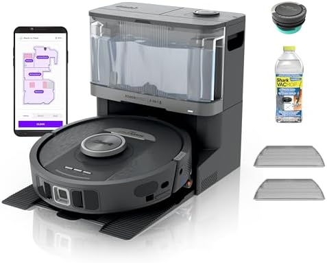 Shark PowerDetect NeverTouch Robot Vacuum & Mop, RV2820YE | 5 PowerDetect Technologies, NeverStuck, NeverTouch Base (Self-Empty 60-Day, Refill 30-Day, Pad Drying), 360° LiDAR