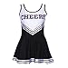 Jojobaby Women's Musical Uniform Fancy Dress Costume Complete Outfit (X-Small, Black w/ 2purple pompoms)