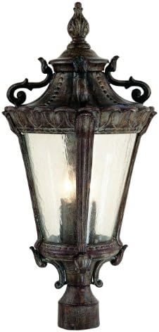 Trans Glob Lighting Trans Globe Imports 4842 PA European Influence Four Light Postmount Lantern from Heritage Collection in Bronze/Dark Finish, 12.00 inches, Patina