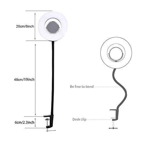 Selfie Ring Light Photo Live Stream Video Make Up Light Lamp Dimmable 8-inch 24W 5500K for Portrait Photography and YouTube Vine Video Shooting - Thumbnail 2