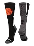 MadSportsStuff Baller Basketball Socks with Basketball Logo Crew Length
