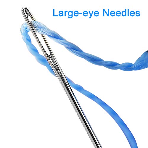 30 Pcs LargeEye Stitching Sharp Thick Needles, 5 Sizes Stainless Steel