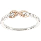 925 Sterling Silver/10K Two Tone Infinity Diamond Ring