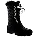Polar Womens Mid Calf Thermal Rain Muck Faux Fur Waterproof Quilted Nylon Boot - Black - US9/EU40 - YC0332