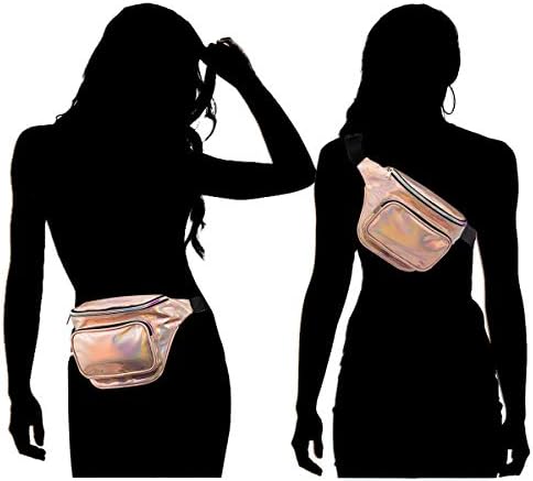 ATLES Holographic Fanny Pack Women Shiny Fashion Bum Bag Waist Bag Rave Festival Travel Party