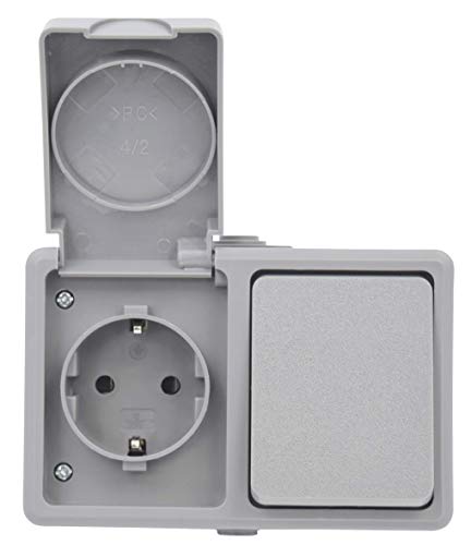 MC POWER - Aufputz Feuchtraum-Kombidose | SECURE | Schalter und Steckdose, horizontal, grau, IP44 – Bild 4