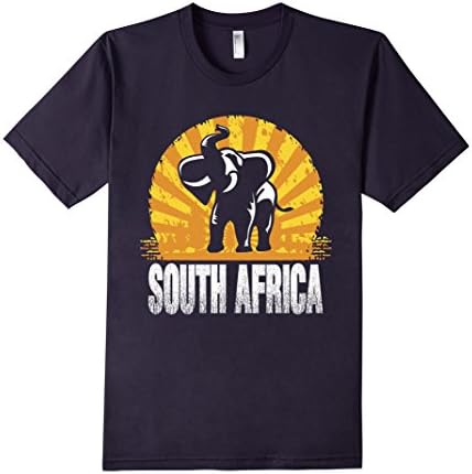 Men's African Elephant In South Africa Distressed Graphic T-Shirt Large Navy