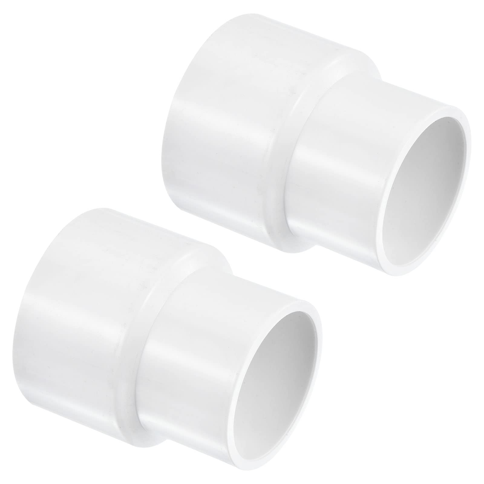 PATIKIL PVC Reducer Pipe Fitting 50mm to 40mm ID, 2 Pack Straight Coupling Adapter Connector, White — image 1