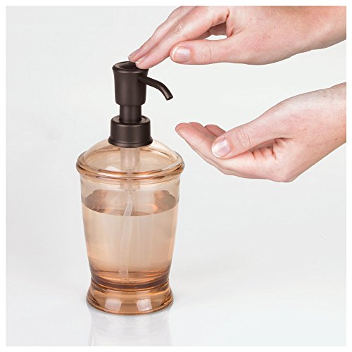 mDesign Bath Accessory Set, Soap Dispenser Pump, Toothbrush Holder, Tumbler, Soap Dish - 4 Pieces, Sand