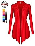 DRSKIN Women's Open - Front Long Sleeve Knit Cardigan (Cardigan Red, XL)