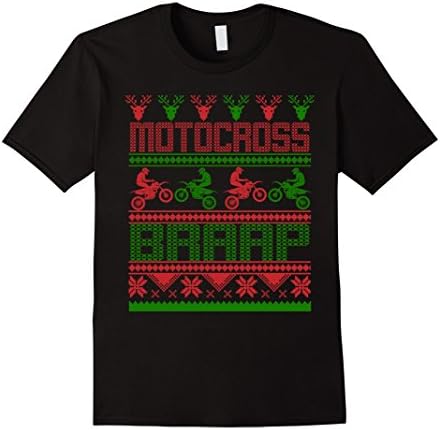 Men's Motocross Christmas T-shrt - Sweater Style Shirt Small Black