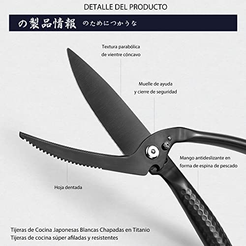 MITSUMOTO SAKARI 4.7 inch Japanese Kitchen Scissorss, Black Titanium