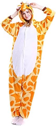 YACHUN Uinisex Adult Pajamas Onesie Kigurumi Cosplay Costumes Animal Jumpsuit Giraffe-M