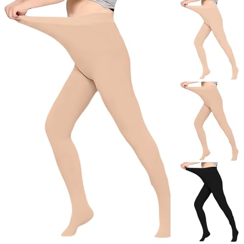 HOOUDO Thermal Tights Women Plus Size Fleece Lined Tights for Women Warm Winter Thermal Leggings Stretch Ladies High Waisted Stocking Fillers Cotton Thick Pantyhose Fleece Lined Leggings