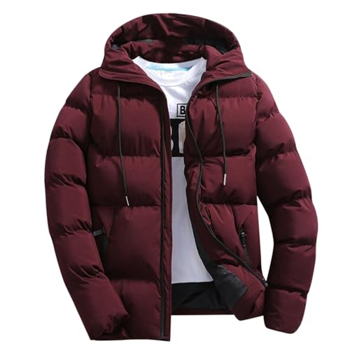 Mens Fleece Jackets Full Zip Men's Winter Puffer Down Coats Thicken Insulated Warm Windproof Waterproof Puffy Jackets Red L