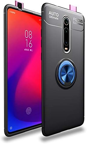 Meipa Time Shockproof TPU Slim Protection Exact Cutout Case with 360 Degree Rotating Finger Ring Holder Compatible with Xiaomi Redmi K20/Redmi K20 Pro/Mi 9T/Mi 9T Pro (Color : Blue+Black)