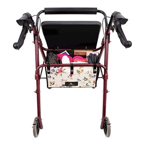 Extra Large Walker Underseat Bag - Rollator Accessories - Under Seat Storage Pouch (Floral)