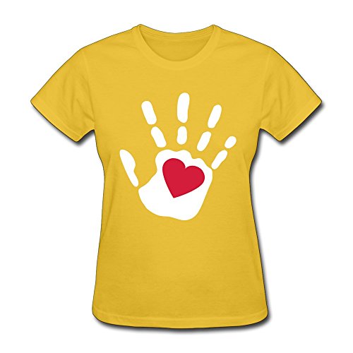 SNOWANG Women's Love Handprint 2c T-shirt L
