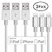 IWAVION 3pcs 3ft Nylon Braided 8Pin Lightning Cable USB Data Sync Cord Cables Charger for Apple iPhone 7/7 plus/6/6s/6 plus/6s plus, 5c/5s/5/SE, iPad 4 Mini Air iPod Nano 7 iPod Touch 5 - Silver