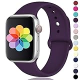 Laffav Compatible with Apple Watch Band 40mm 38mm, for Women Men, Silicone Sport Replacement Band Compatible with Apple Watch Series 4/3/2/1, Small/Medium, Plum Sarah