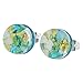 Glass Of Venice Murano Glass Venetian Reflections Round Stud Earrings - Aqua Gold