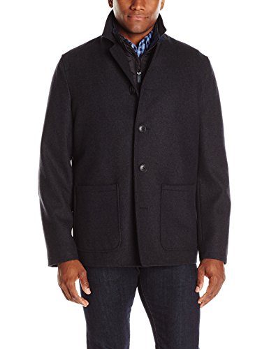 Nick Graham Men's Triboro 3 In 1 Wool Jacket With Vest, Charcoal, Medium