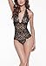 Assivia Women Hot Sexy Lace Babydoll Lingerie Deep V Halter Bodysuit Chemise, Black, XX-Large