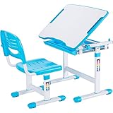 VIVO Blue Height Adjustable Childrens Desk and Chair Set | Kids Interactive Workstation