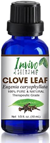Invivo Clove Leaf Essential Oil, 100% Pure & Natural Therapeutic Grade, No Additives, GC/MS Tested for Purity and Quality in the U.S.A. 1/3 oz. (10ml)