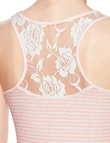 Selene Short Pajama Set for Women Sleeveless Tank Top and Shorts Sleepwear Cute Pajama Sets with Lace Trim Hem Pink Stripe