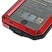 iPhone SE/5S/5 Case, Extreme Hard Military Heavy Aluminum Metal Armor Tank Gorilla Glass Shockproof Rainproof Water Resistant Weatherproof Port Protection Cover Case for iPhone SE/5S/5(red)