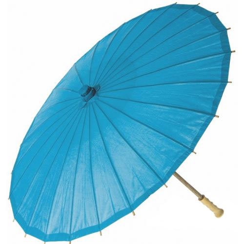 Luna Bazaar Paper Parasol (32-Inch, Something Blue) - Chinese/Japanese Paper Umbrella - For Weddings and Personal Sun Protection