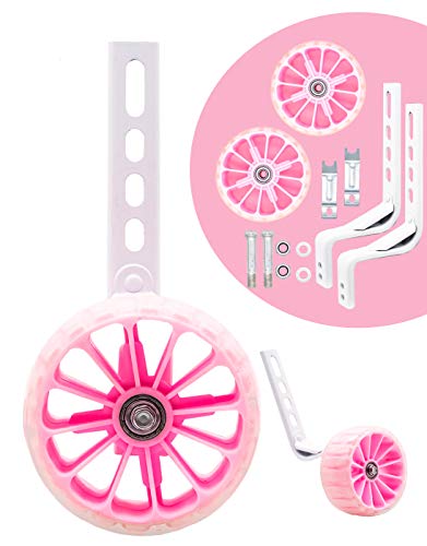 moli dee Training Wheels, Thicken Bike Training Wheels for Kids Under 100lb with Heavy Duty Stainless Steel for 14, 16, 18, 20 Inch (Pink)