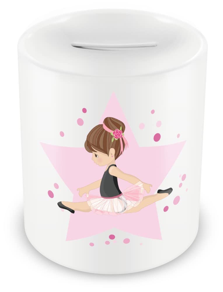 Samunshi® Children's Box with Ballerina Motif - Boys and Girls Piggy Bank Box White