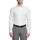 Calvin Klein Mens Dress Shirt Slim Fit Refined Cotton Stretch