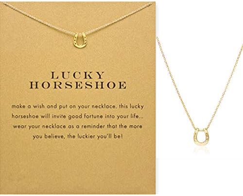 Friendship Love Infinity Dragonfly Star Horseshoe Clavicle Necklace with Blessing Card, Small Dainty Pendant Necklace for Women Gift Card