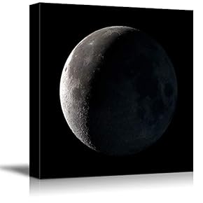 Canvas Wall Art Beautiful Moon in Black Painting Artwork for Home Prints Framed - 12x12 inches