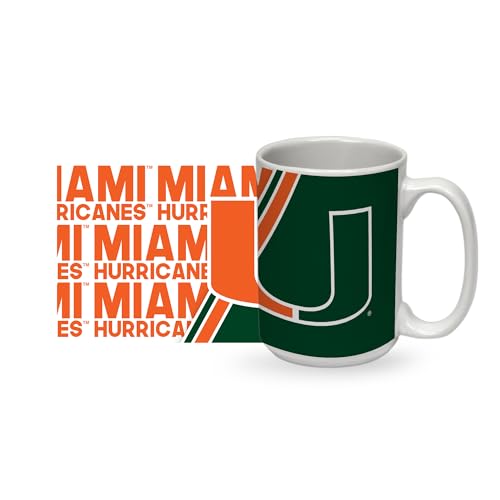 Rico Industries NCAA Miami Hurricanes - The U Standard 15 oz White Ceramic Mug