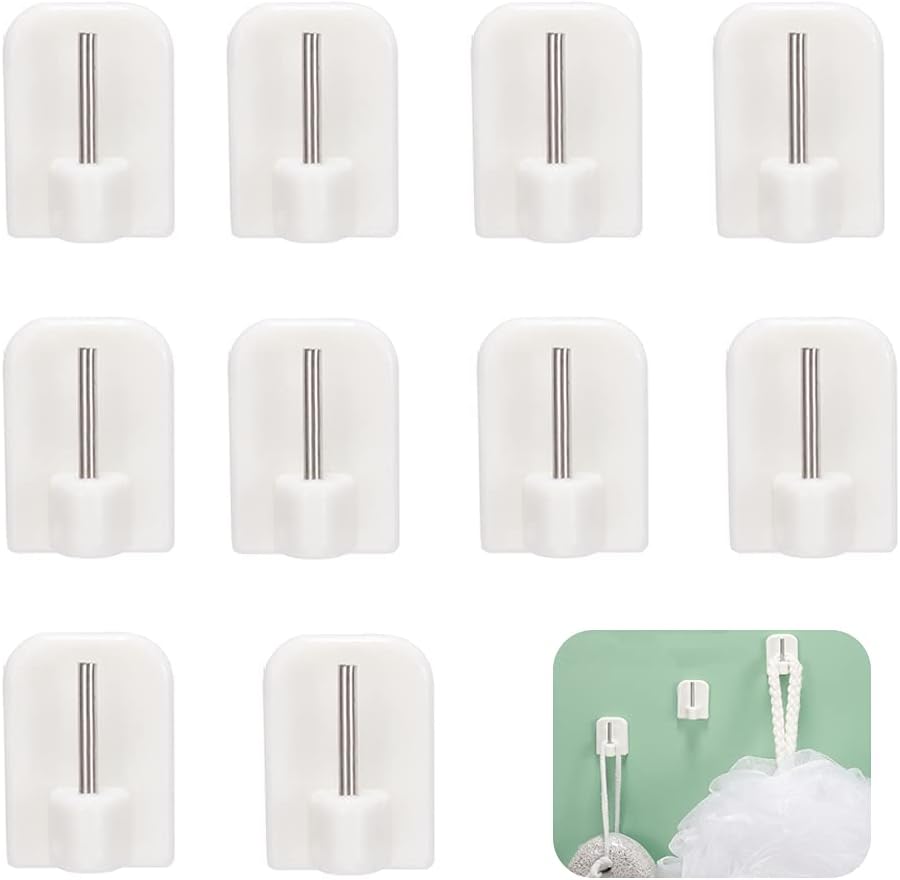 CCLKHY 10Pcs Self Adhesive Hooks Net Curtain Hooks Plastic Sticky Hooks
