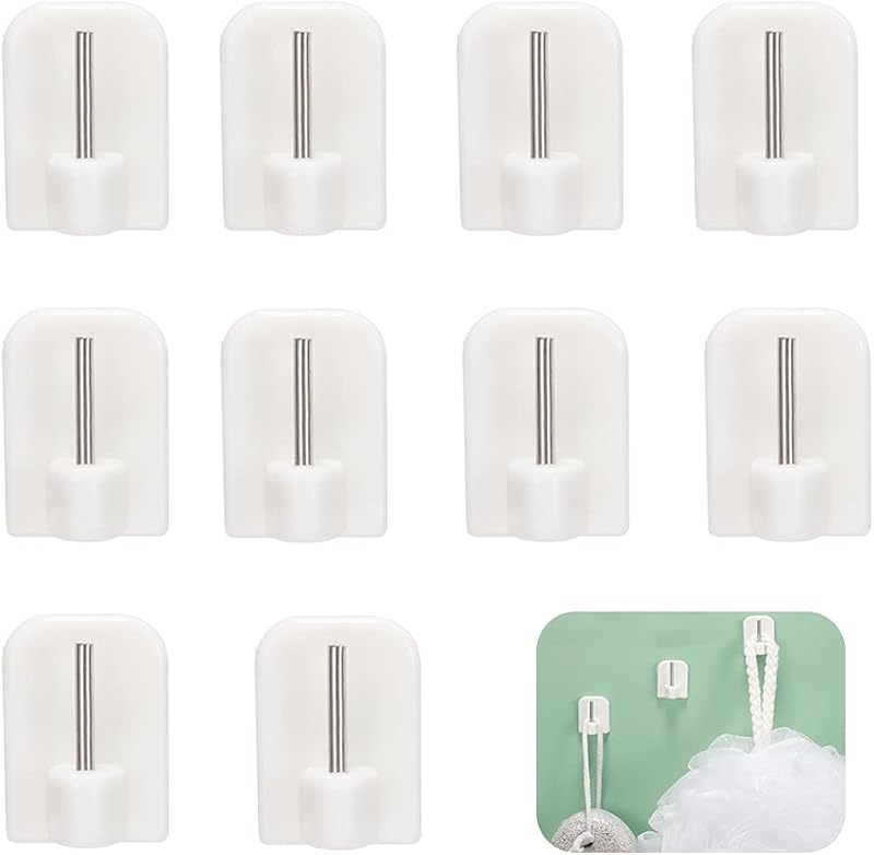 CCLKHY 10Pcs Self Adhesive Hooks Net Curtain Hooks Plastic Sticky Hooks