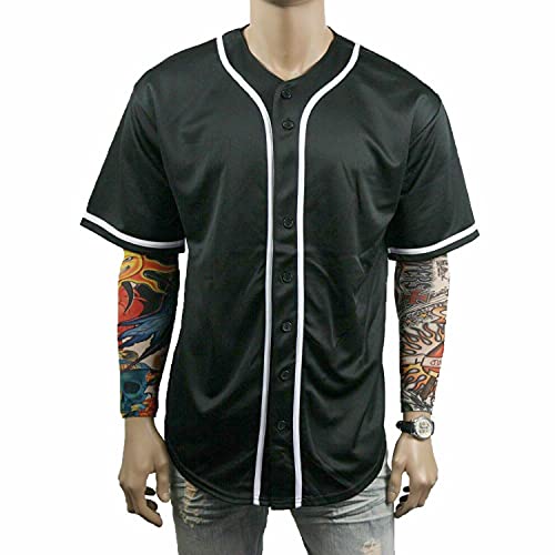Pullonsy Black Custom Baseball Jersey for Men Full Button Mesh - Main Image