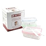 Meal Prep 3 Compartment Glass Food Storage Container with Airtight Utensil Lid Oven Safe 32oz. Capacity